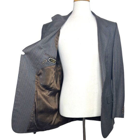 Christian Dior Vintage Wool Men's Single Breast Blazer Brown Striped 46R - Picture 7 of 10
